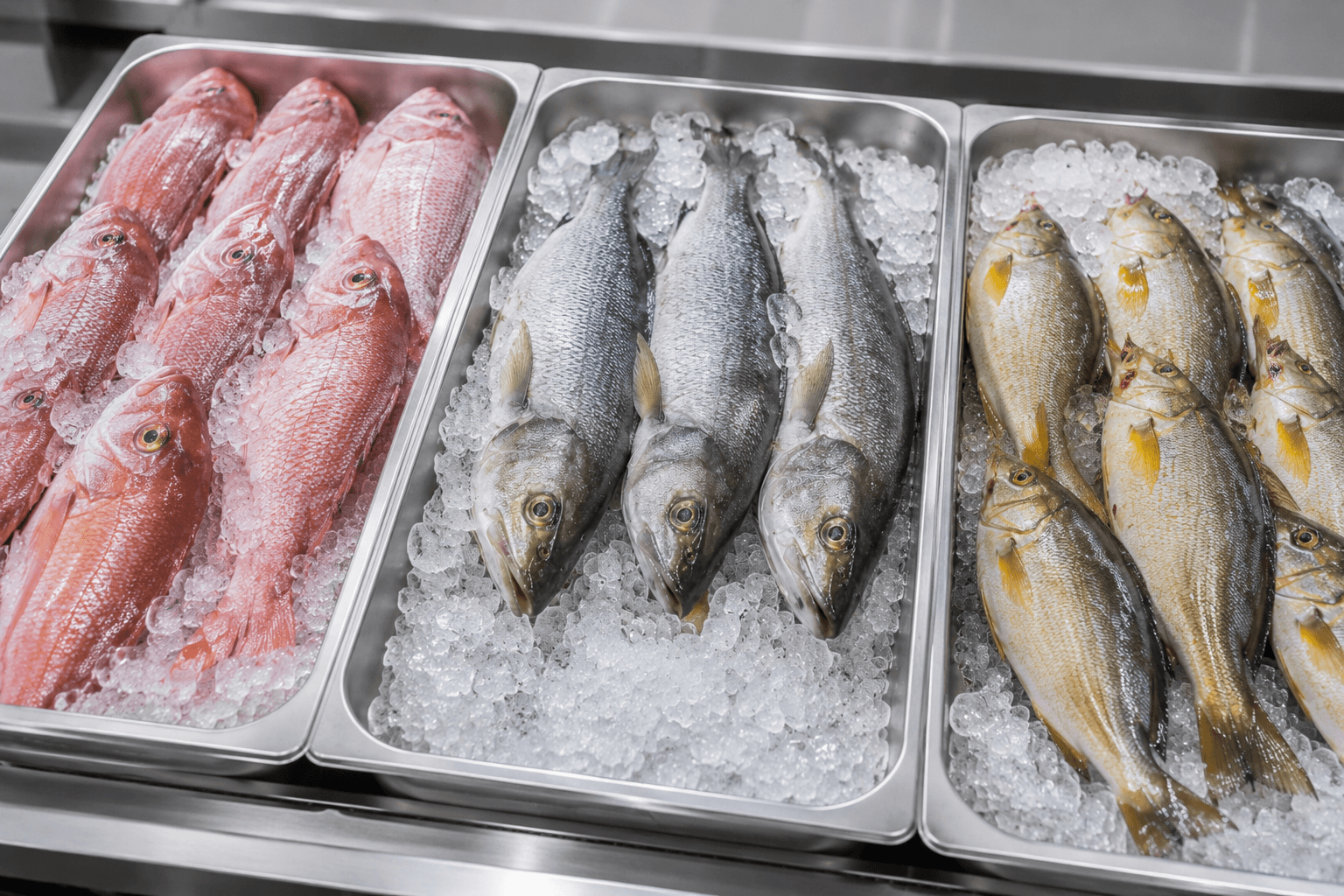 Poissons frais sur glace